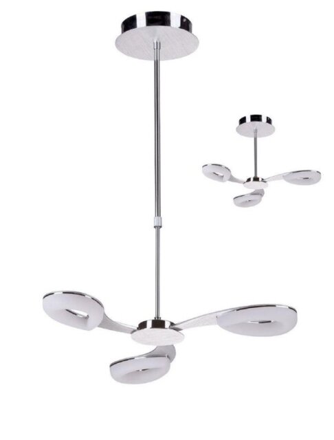 Mantra M8251 Juno LED 3 Light Telescopic Pendant/Semi Flush Ceiling Light In Satin Aluminium