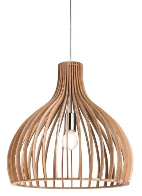 Firstlight 3714 Cadiz 1 Light Domed Ceiling Pendant In Natural Wood