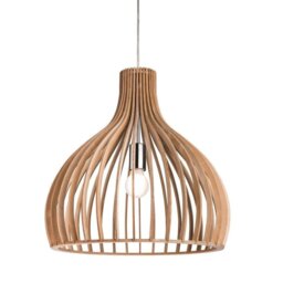 Firstlight 3714 Cadiz 1 Light Domed Ceiling Pendant In Natural Wood