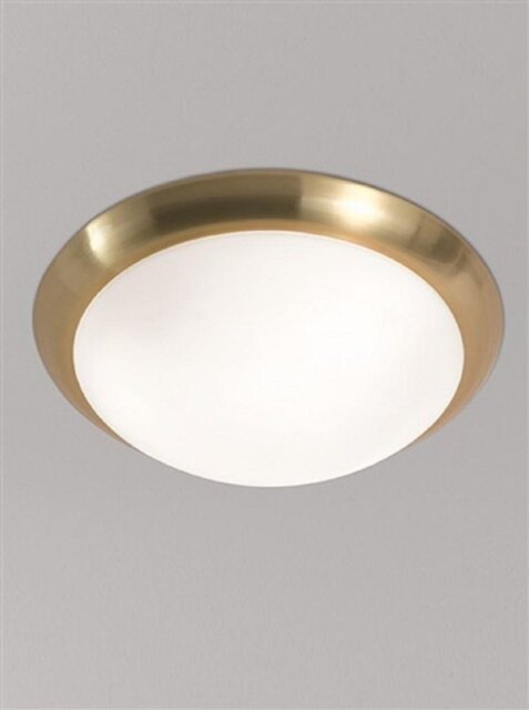 Franklite CF5744 3 Light Flush Ceiling Light In Brass With Matt White Glass - Diameter: 420mm