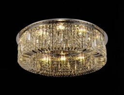 Baden 85 cm Round Flush Chandelier In Polished Chrome Finish With Crystal Glass