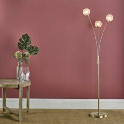 Dar AVA4941 Avari 3 Light FLoor Light In Brass With Frosted Glass