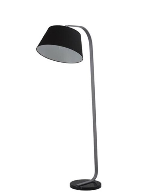 Franklite SL228/1173 One Light Grey Floor Light With Marble Base And Black Shade