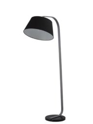 Franklite SL228/1173 One Light Grey Floor Light With Marble Base And Black Shade
