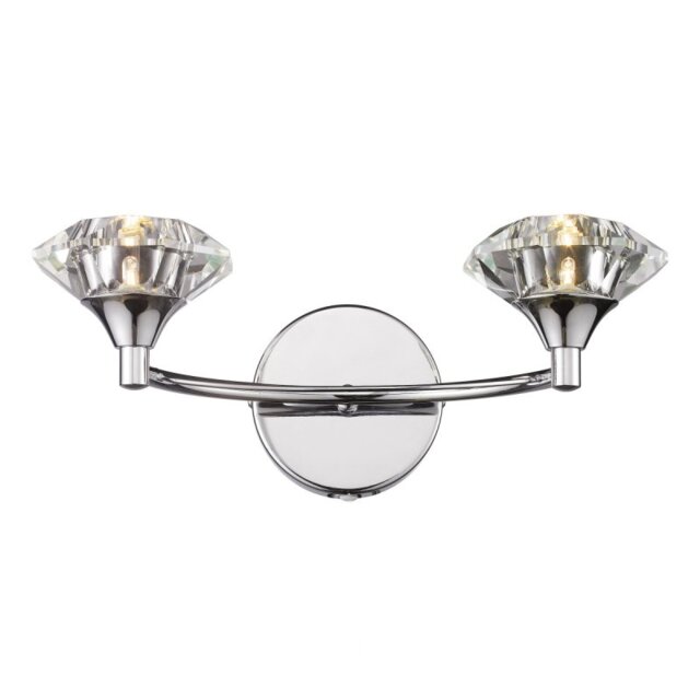 Dar LUT0950 Luther 2 Light Crystal Wall Light in Polished Chrome