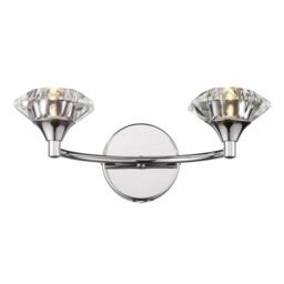 Dar LUT0950 Luther 2 Light Crystal Wall Light in Polished Chrome