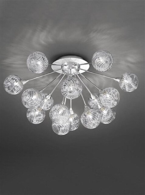 Franklite FL2329/15 Chrome 15 Light Textured Glass Ceiling Light
