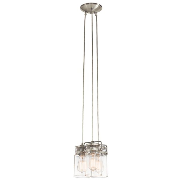 Elstead KL/BRINLEY3 NI Brinley 3 Light Ceiling Pendant Light In Brushed Nickel