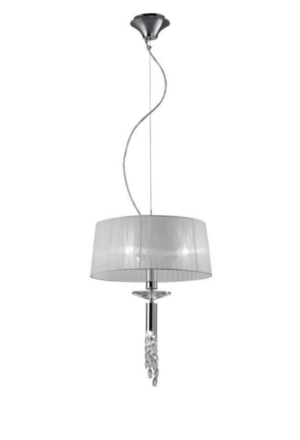 Mantra M3858 Tiffany 3+1 Light Single Pendant Light In Chrome With White Shade