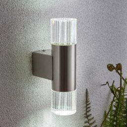 Endon YG-7501 Grant Outdoor Wall Light In Polished Stainless Steel With Crystal Glass Diffuser IP44