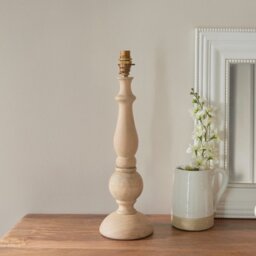 Endon 111365 Hidcote Natural Wood Table Lamp Base With Aged Brass Detail
