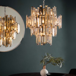 Endon 72744 Viviana 12 Light Ceiling Pendant Light In Chrome With Champagne Crystal Glass