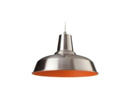 Firstlight 8623BSOR Smart 1 Light Brushed Steel and Orange Finish Ceiling Pendant