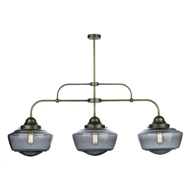 David Hunt Lighting STO0310 Stowe 3 Light Pendant Ceiling Light In Smoked/Antique Brass