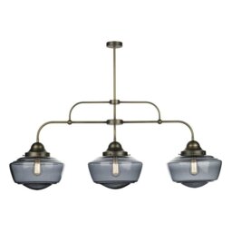 David Hunt Lighting STO0310 Stowe 3 Light Pendant Ceiling Light In Smoked/Antique Brass