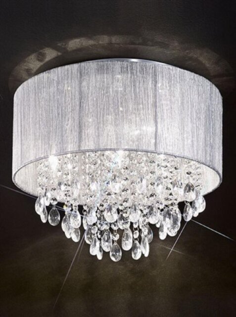 Franklite FL2281/4 4 Light Flush Chrome and Crystal Ceiling Light