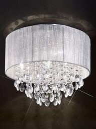 Franklite FL2281/4 4 Light Flush Chrome and Crystal Ceiling Light