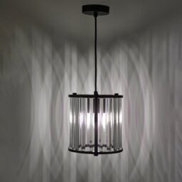 Dar Lighting Kiran Ceiling Pendant In Satin Black Finish With Crystal Glass