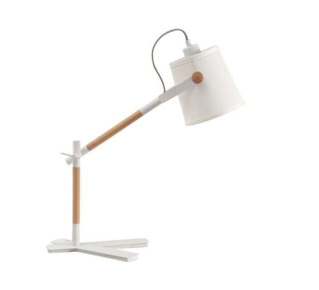 Mantra M4922 Nordica 1 Light Table Lamp In White, Ivory And Beech Wood