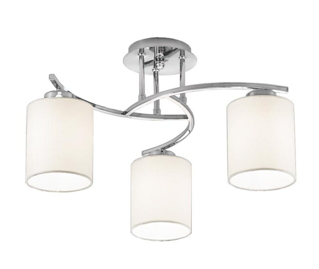 Spell 3 Light Flush Ceiling Light In Chrome Finish With Fabric Shades F2080/3/1124