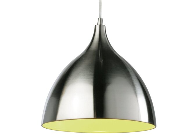 Firstlight Cafe 5743BSGN Brushed Steel and Green Ceiling Pendant