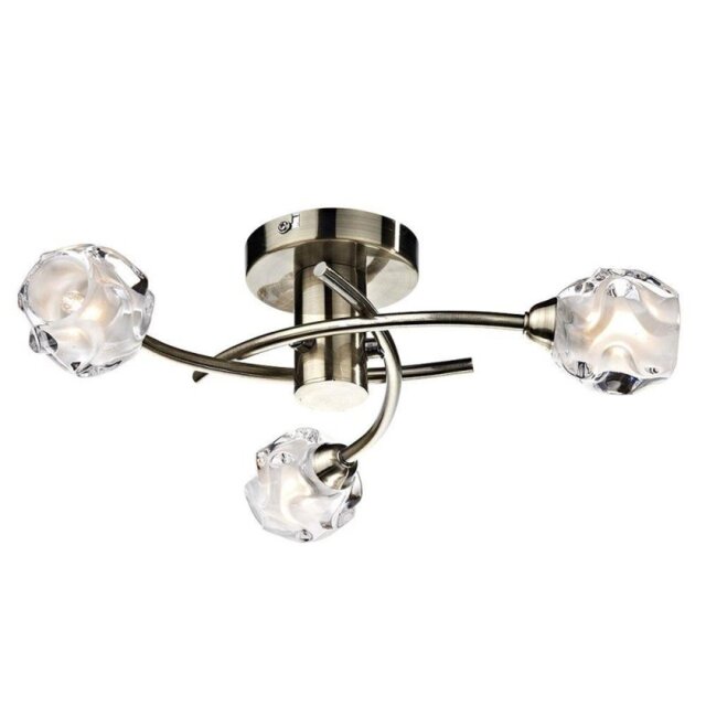 Dar SEA5375 Seattle 3 Light Semi Flush Light in Antique Brass