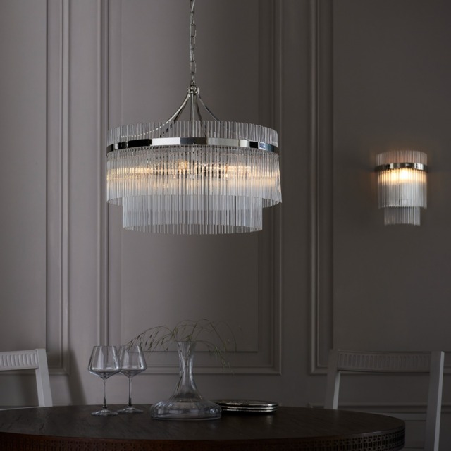 Endon 104112 Marietta 5 Light Ceiling Pendant Light In Bright Nickel With Clear Glass