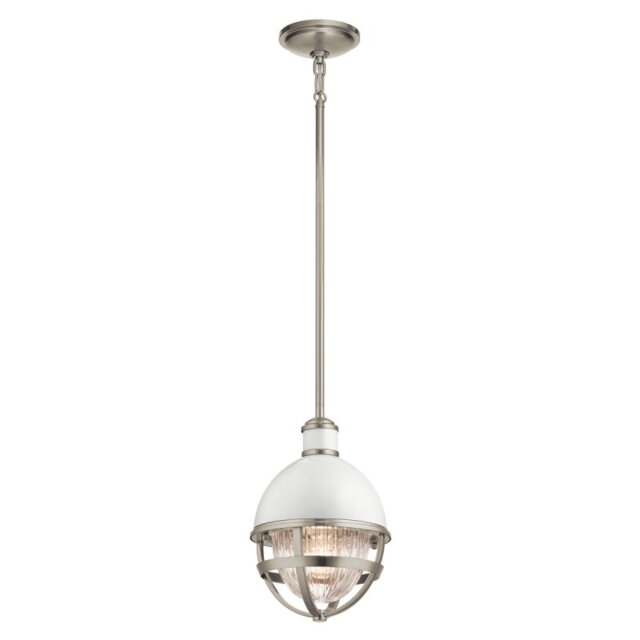 Quintiesse QN-TOLLIS-MP-BN Tolis Mini Pendant Light In Brushed Nickel And White Finish
