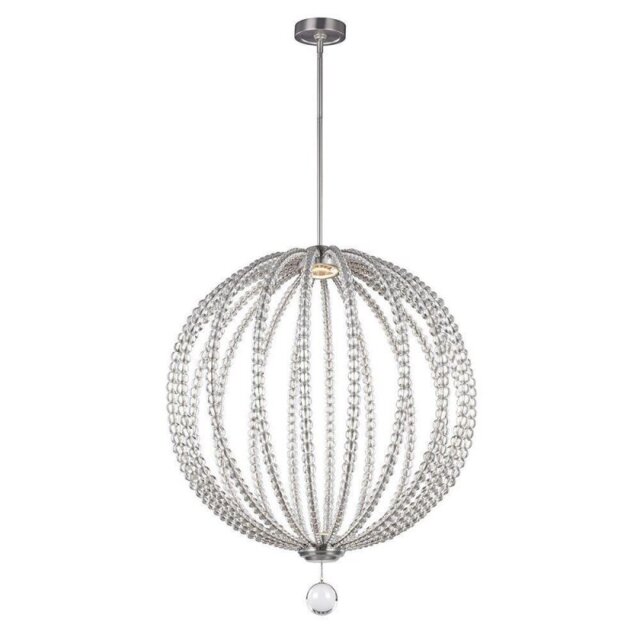 FE/OBERLIN/P/L Oberlin 1 Light Large LED Ceiling Pendant Light In Satin Nickel - Dia: 813mm