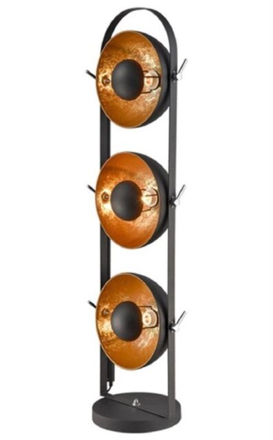 Franklite SL238 Standard Lamp 3 Light Floor Light In Black with Gold Inside