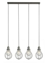 Searchlight 1384-4PW Balloon Cage 4 Light Linear Pendant Light In Pewter