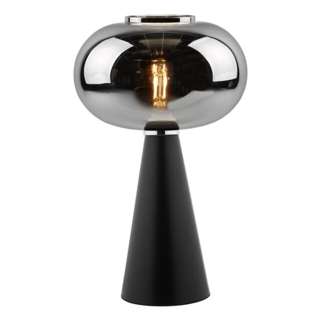 Dar Lighting Jensen Table Lamp In Satin Black Finish With Smoked Glass Shade JEN4222