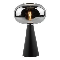 Dar Lighting Jensen Table Lamp In Satin Black Finish With Smoked Glass Shade JEN4222