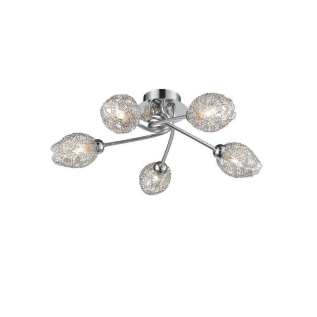 Franklite FL2404-5 Oscar 5 Light Semi Flush Ceiling Light In Chrome