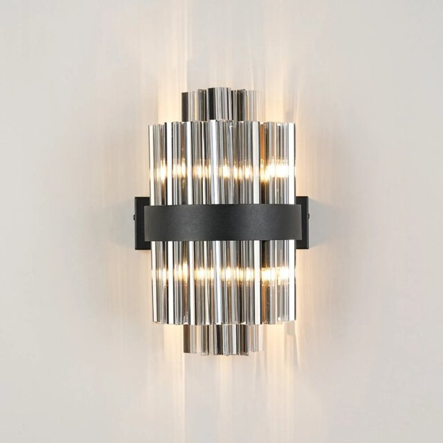 Hampton 4 Light Wall Light In Satin Black Finish With Smoked Glass