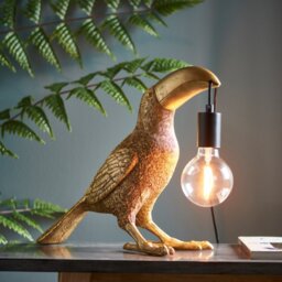 Toucan Table Lamp In Vintage Gold And Matt Black Finish