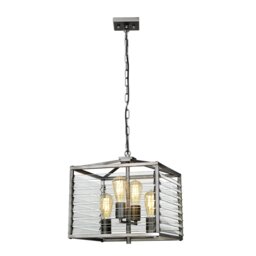 Elstead LOUVRE-4P Louvre 4 Light Industrial Ceiling Pendant Light In Gunmetal Finish