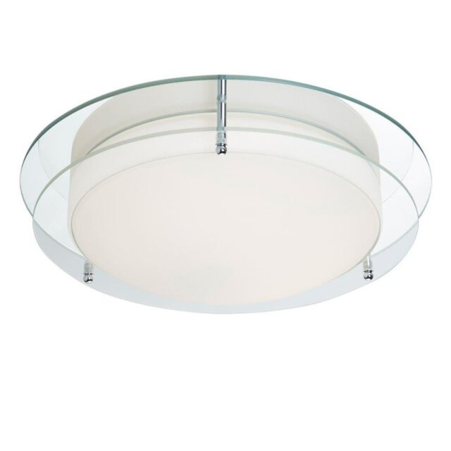 Searchlight 8803-36CC Flush Ceiling Light In Chrome With Glass Edging