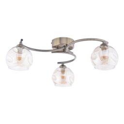 Dar Lighting Nakita 3 Light Semi Flush Ceiling Light In Antique Brass With Champagne Dimpled Glass NAK5375-16