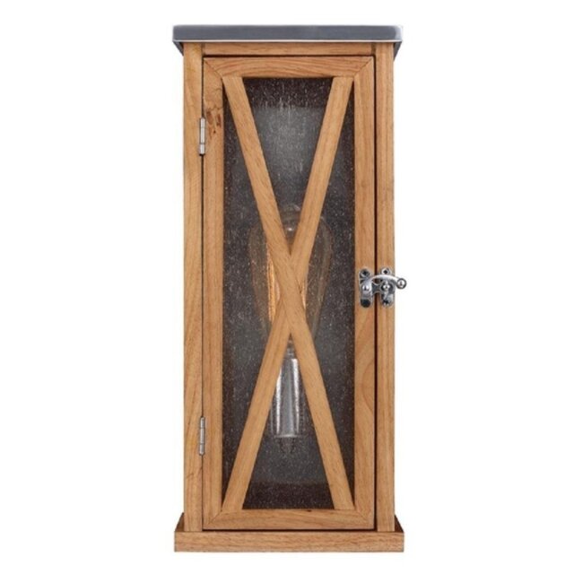 Elstead FE/LUMIERE/1 OAK Lumiere 1 Light Small Wall Lantern Light In Natural Oak - Flat Top