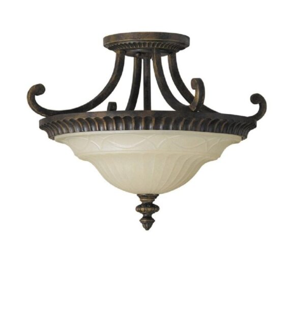 FE/DRAWINGRM/SFA Drawing Room Walnut Semi Flush Light