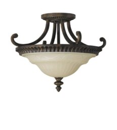 FE/DRAWINGRM/SFA Drawing Room Walnut Semi Flush Light