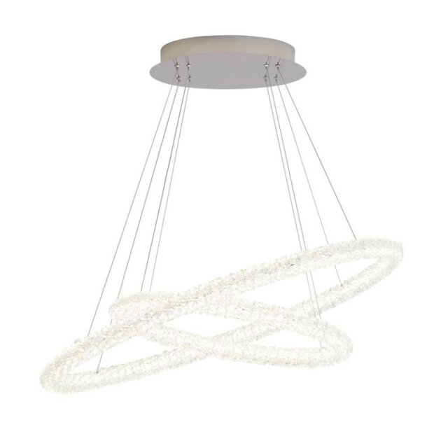 Searchlight 42610-2CC Circle Looped Ceiling Pendant Light In Chrome And Crystal Glass - Width: 830mm