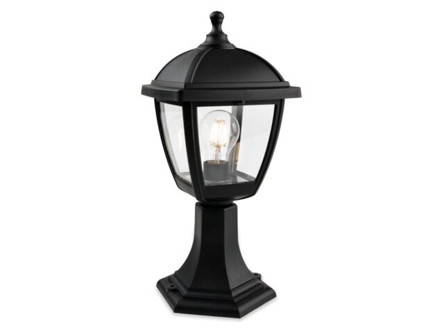 Firstlight 2817BK Palma Outdoor Pedestal Lantern In Black Resin Finish IP44