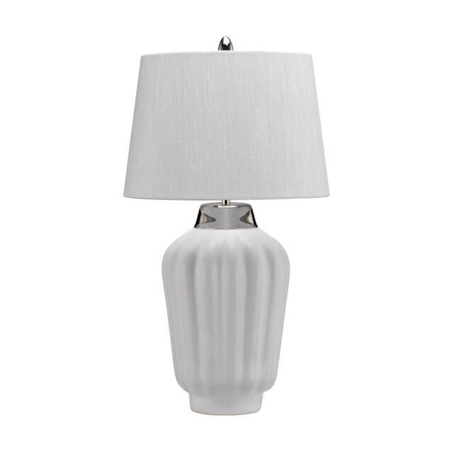 Quintiesse QN-BEXLEY-TL-WPN Bexley Modern Table Lamp In White And Polished Nickel
