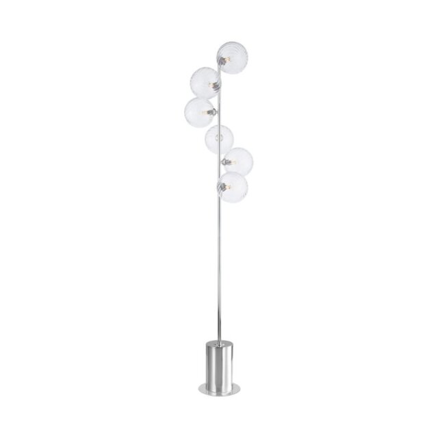 Dar Wisebuys Spiral 6 Light Floor Lamp In Polished Chrome With Twisted Glass
