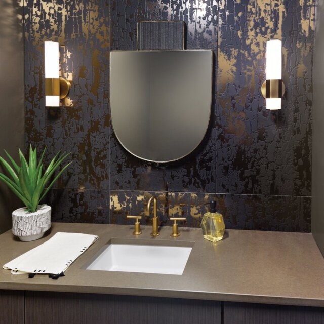 Quintiesse QN-FACET-LED1-HB-BATH Facet Single Integral LED Wall Light In Heritage Brass Finish