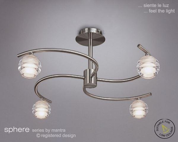 M8004 Sphere Satin Nickel 4 Light Semi-Flush Ceiling Light