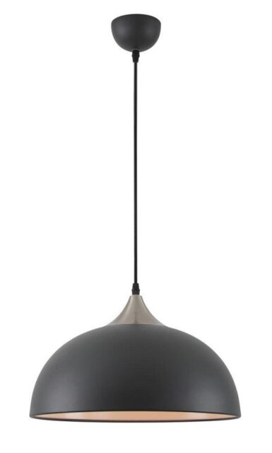 Tetbury 1 Light Ceiling Pendant In Sand Black, Satin Nickel And White