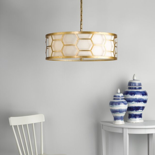 Dar EPS0412 Epstein 4 Light Ceiling Pendant In Gold